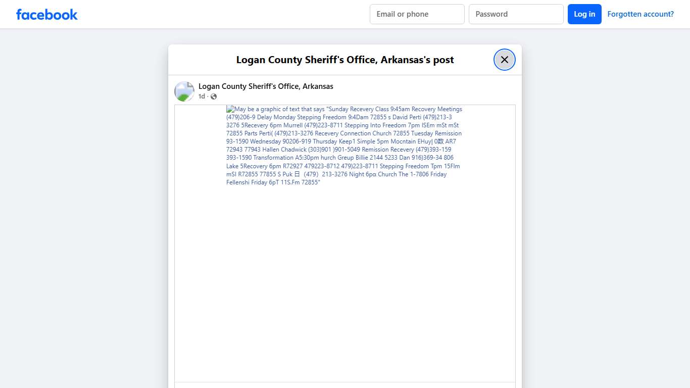Logan County Sheriff's Office, Arkansas Facebook