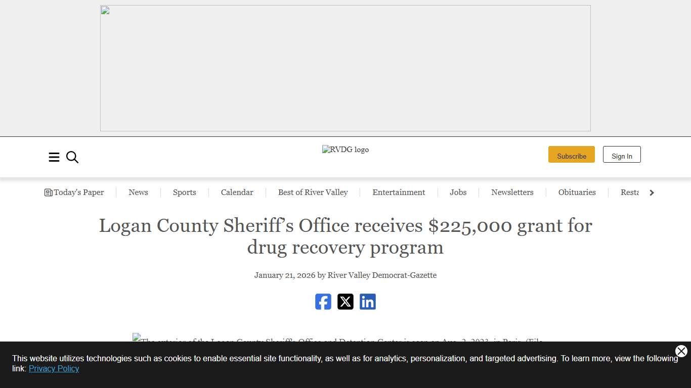 Logan County Sheriff’s Office receives $225,000 grant for drug recovery program River Valley Democrat-Gazette